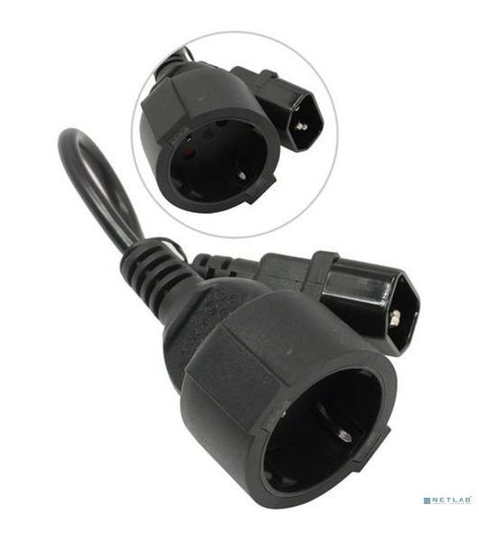 Кабель-переходник (UPS->розетка) ExeGate Power EC-30P (C14->Евророзетка) VDE-250V-3*0.75-CU, 0.15м
