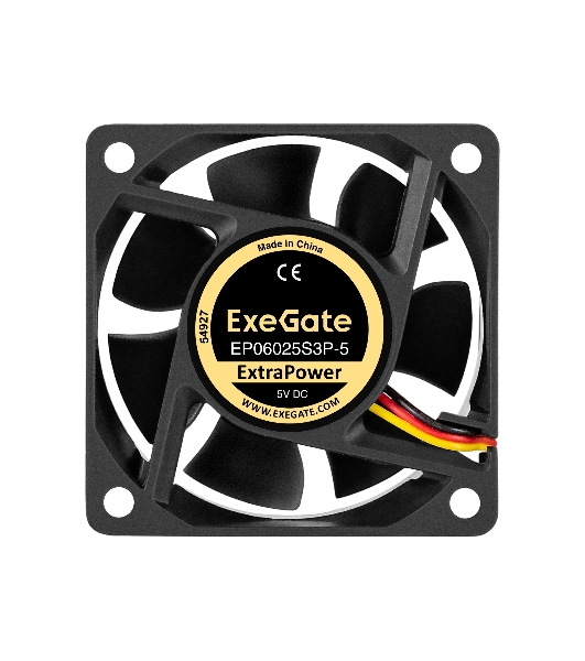 Вентилятор для корпуса ExeGate ExtraPower EP06025S3P-5 черный, 60 мм, 4800 об/мин, 33.5 дБ, 3 pin
