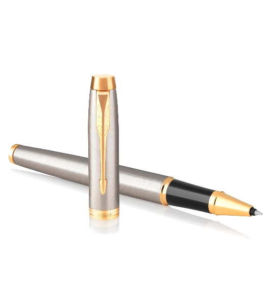 Ручка роллер Parker IM Core T321 (CW1931663) Brushed Metal GT, F, черные чернила, подарочная коробка
