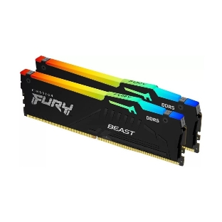 Оперативная память Kingston Fury Beast, DDR5, 32Gb (2x16Gb), 5600MHz, CL40, DIMM, с радиаторами, RGB, черный