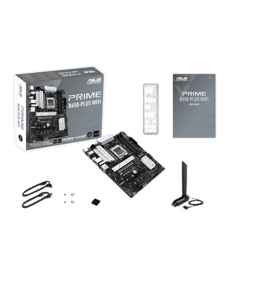 Материнская плата ASUS PRIME B650-PLUS WIFI, AM5, AMD B650, 4xDDR5, 4xSATA, 2xM.2, 1xPCIe 4.0 x16, 2xPCIe 4.0 x1, 1xDP, 1xHDMI, 1x2.5Gb LAN, Wi-Fi 6E, Bluetooth 5.3, 4xUSB-A 10Gbps, 2xUSB-A 5Gbps, 2xUSB-A 2.0, 5x3.5 мм, 7.1, ATX