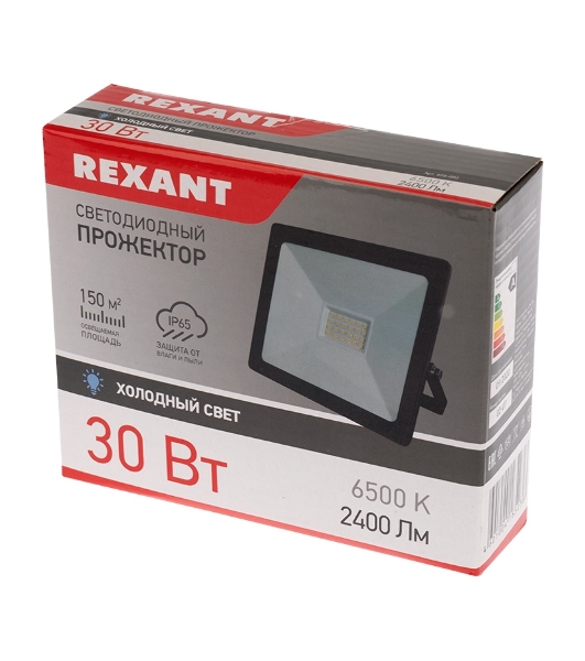 Прожектор светодиодный Rexant 30 Вт 200–260В IP65 2400 лм 6500 K холодный свет