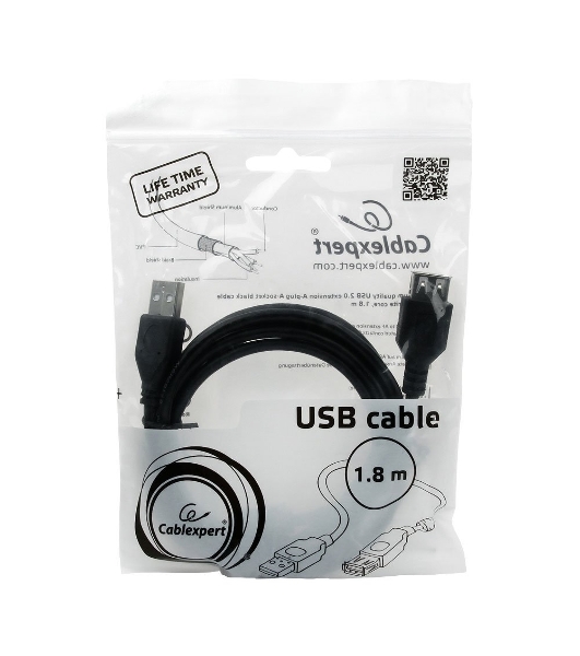 Кабель Gembird PRO USB 2.0 удлинительный 1.8м AM/AF позол.конт., фер.кол., пакет