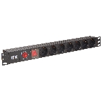 Блок ITK PDU 7 розеток DIN49440 (нем. станд.) с LED выключателем и защитой от перенапряжения, 1U, без шнура, вх. IEC320 C14, алюминевый профиль, черный, фото3