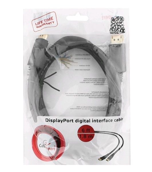 Кабель DisplayPort Gembird/Cablexpert CC-DP2-6, v1.2, 1.8м, 20M/20M, черный, экран, пакет