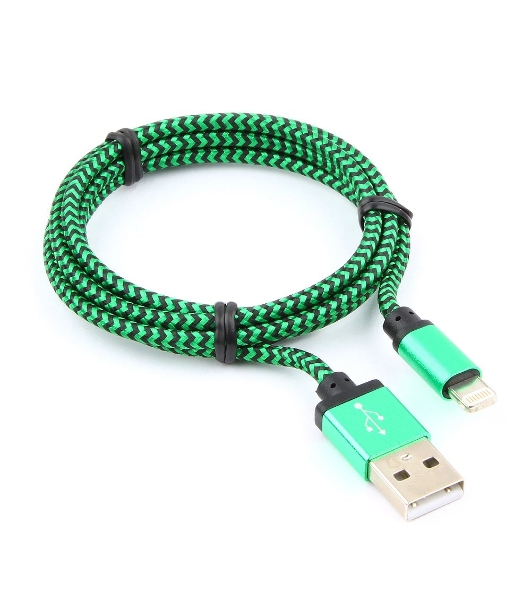 Кабель Gembird USB 2.0 Cablexpert AM/Lightning 8P, 1м, нейлоновая оплетка, алюминиевые разъемы, зеленый, пакет