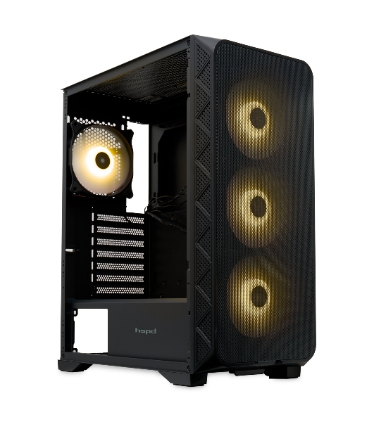 Компьютерный корпус HSPD M521, Mesh Mid Tower, черный, slide TG, 0.45 SPCC, 4x120мм ARGb ATX, mATX, mITX 160/330/184мм 2x2.5', -, 7xPCI 2xUSB-A 3.0, 1xUSB-A 1.0 390x200x449мм