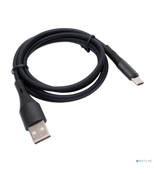 Кабель USB2.0 Cablexpert CC-USB2S-AMCM-1M-BK AM/Type-C, 3А, 18Вт, QC3.0, силиконовый, медь, 1м, черный, пакет