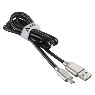 Кабель USB ACD-Allure MicroUSB - USB-A Кожа, 1м, черный