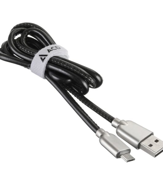 Кабель USB ACD-Allure MicroUSB - USB-A Кожа, 1м, черный