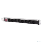 Блок розеток Rem-10 без шнура с выкл., 8 Sсhuko, вход IEC 60320 C14, 10A, алюм., 19', фото6