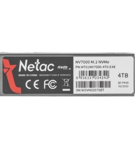 Накопитель SSD Netac NV150HK 4Tb [NT01NV150HK-4T0-E4X] M.2 2280, PCI-E 5 x4, 3D NAND, 1400/13000MBs, heatsink