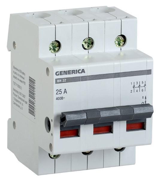 Выключатель нагрузки (мини-рубильник) 3п ВН-32 100А GENERICA IEK MNV15-3-100