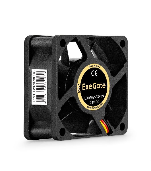 Вентилятор для корпуса ExeGate EX06025B3P-24 черный, 60 мм, 5100 об/мин, 34 дБ, 3 pin