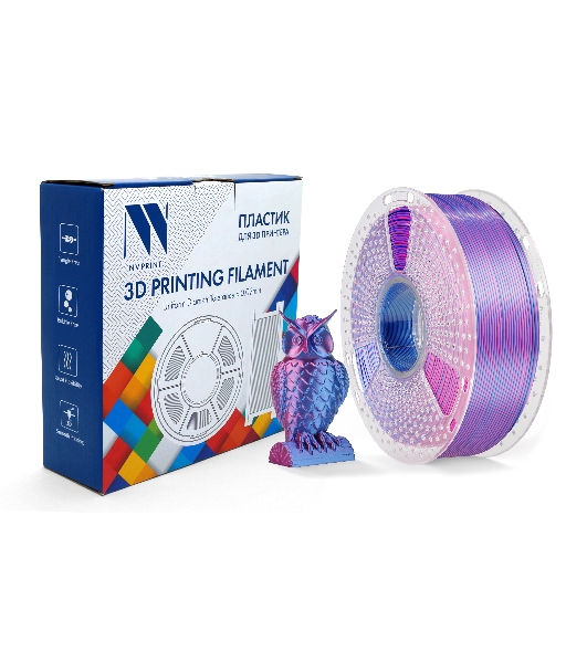 Филамент NVPrint Silk PLA+ Red/Blue для 3D печати диаметр 1.75мм длина 330 метров масса 1 кг
