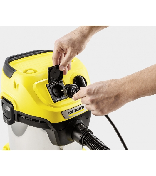 Строительный пылесос Karcher WD 3 P S V-17/4/20 желтый, 1000 Вт, уборка сухая/сбор воды, пылесборник мешок/контейнер, 17 л