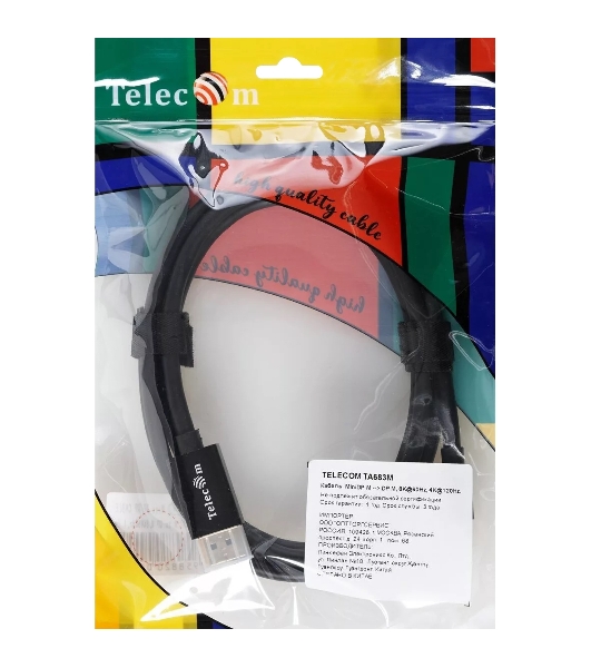 Кабель 1.4V Mini DisplayPort M <--> DisplayPort M 1,8м 4K@120HZ 8K@60HZ Telecom (TA683M-1.8M)
