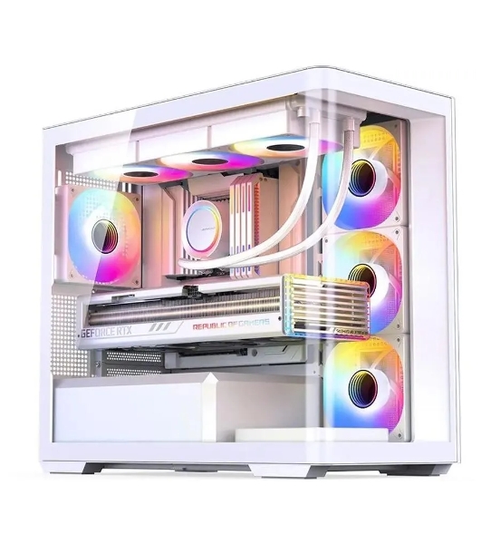 Корпус без блока питания JONSBO D300, Mini-Tower, TG, no fan, 2xUSB-A 3.2 + 1xUSB-C 3.2, mATX, mITX White