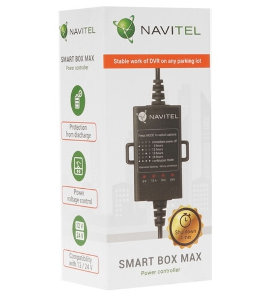 Контроллер питания Navitel Smart Box Max черный 4.5м Вход 1240 В, выход 5В 2А, защита от разряда аккумулятора, таймер (упак.:1шт)