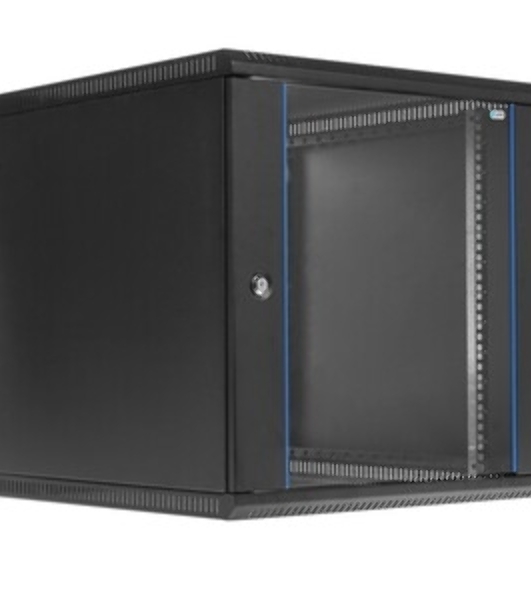 Шкаф телекоммуникационный настенный разборный ЦМО 12U (600 x 520) съемные стенки, дверь стекло, черный (ШРН-М-12.500-9005)