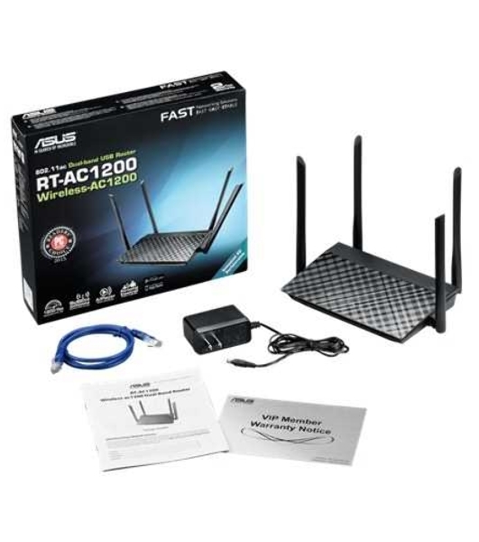 Маршрутизатор беспроводной Asus RT-AC1200 10/100BASE-TX черный (Dual Band)