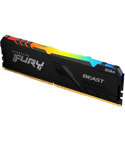 Оперативная память Kingston Fury Beast, DDR4, 64GB (2x32GB), 3200MHz, CL16, DIMM, с радиатором, RGB, черный