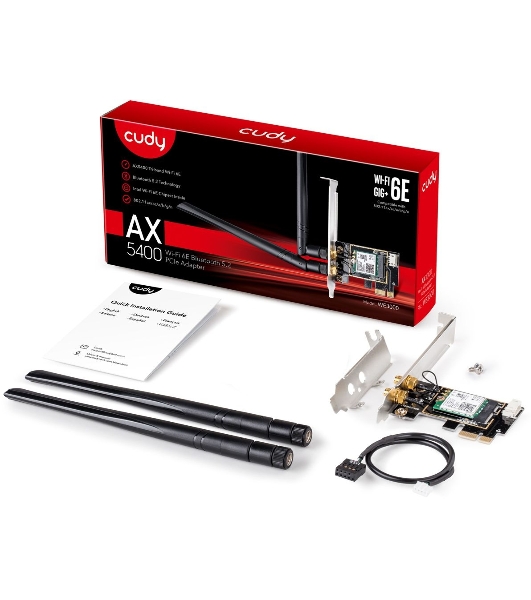 Сетевой адаптер Wi-Fi + Bluetooth Cudy WE3000 AX3000 PCI Express (ант.внеш.съем) 2ант.