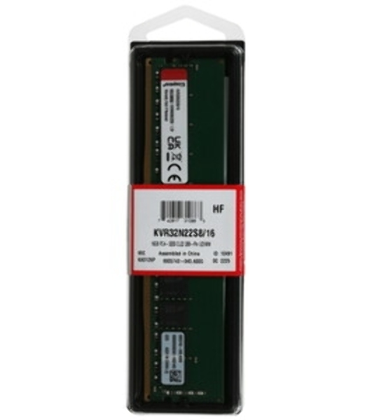 Оперативная память Kingston ValueRAM, DDR4, 16GB (1x16GB), 3200MHz, CL22, DIMM