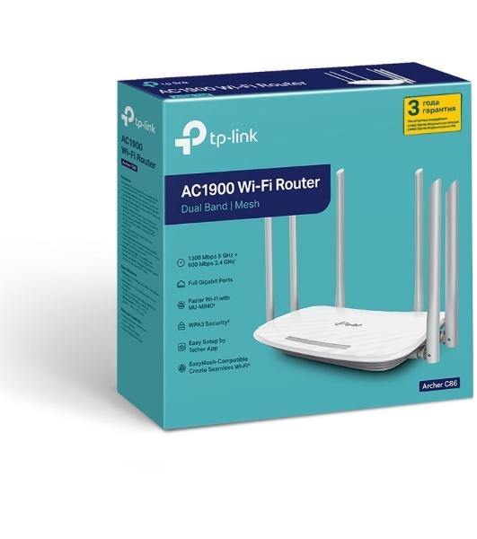 Двухдиапазонный гигабитный Wi-Fi роутер TP-LINK Archer C86 AC1900 с поддержкой MU MIMO/AC1900 Dual-Band Wi-Fi Router