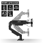 Кронштейн для монитора 13'-32' настольный ExeGate EDM1-3210-03GS (газовая пружина, VESA 75x75, 100x100, макс.нагрузка 10 кг, наклон -90°/+90°, поворот -90°/+90°, вращение 360°, 2 способа крепления: сквозное и струбцина, цвет черный), фото8