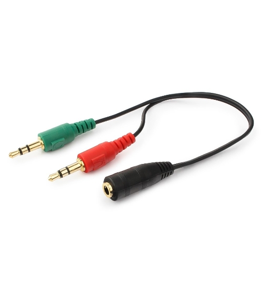 Кабель аудио сигнала Cablexpert, Jack3.5 нушники + 3.5 микрофон-> Jack3.5 4pin, длина 20 см, черный