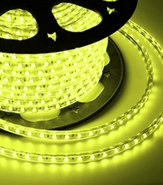 Лента светодиодная Neon-night 220 В, 10х7 мм, IP67, SMD 2835, 60 LED/m, цвет свечения желтый, бухта 100 м