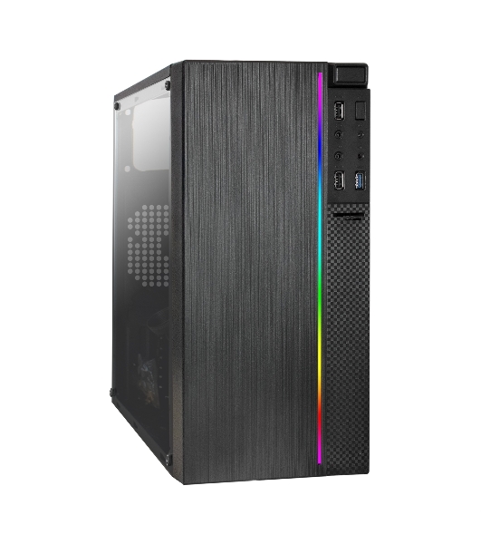 Компьютерный корпус Minitower ExeGate mEVO-9301-NPX450 (mATX, БП 450NPX с вент. 12см, с окном, 2хUSB+1хUSB 3.0, HD аудио, черный, с RGb подсветкой)