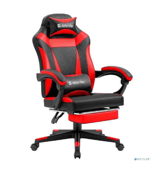 Кресло Defender CRUISER BLACK/RED черный/красный, экокожа, подставка для ног