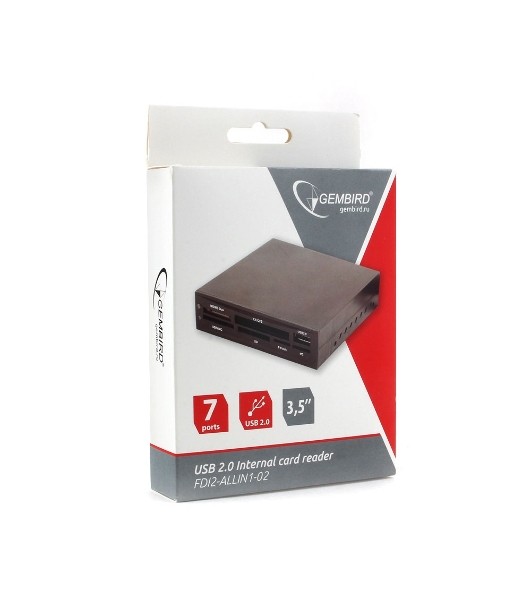 Кард-ридер Gembird FDI2-ALLIN1-02-B/черный/SD/T-Flash/Micro-SD/Micro-SDHC/Micro-SDXC/USB 2.0/метал
