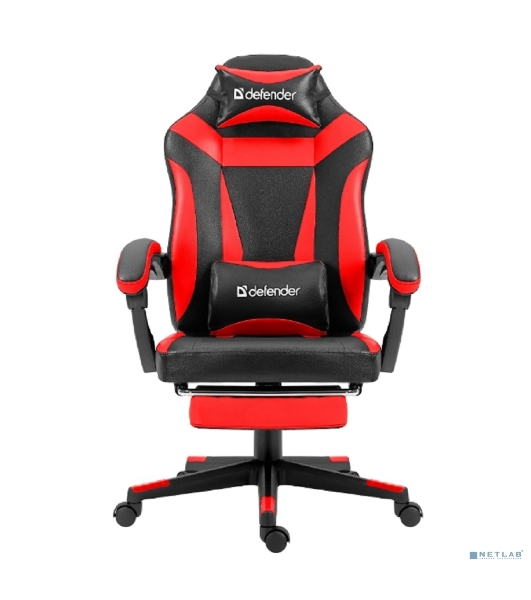 Кресло Defender CRUISER BLACK/RED черный/красный, экокожа, подставка для ног