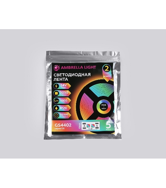 Светодиодная лента Ambrella light GS4402 5050 60Led /10W m/ 24V IP20 RGBW+4500K/ 5000*10*1.87mm (5 конт.)