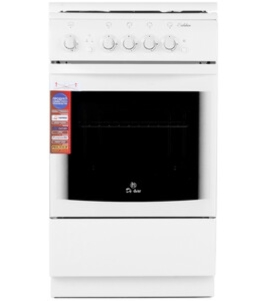 Плита газовая De Luxe 5040.36Г (КР) белый, конфорок 4 шт, духовка 43 л, 50 см x 85 см x 50 см