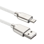 Кабель USB ACD-Allure MicroUSB - USB-A Кожа, 1м, белый, фото 1