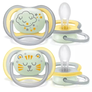 Пустышка для мальчиков Philips Avent ultra air night, с футляром для хранения и стерилизации, 2 шт, 18+ мес