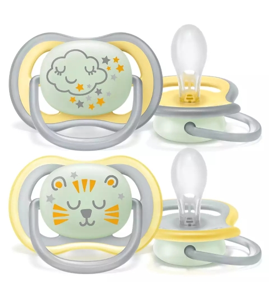Пустышка для мальчиков Philips Avent ultra air night, с футляром для хранения и стерилизации, 2 шт, 18+ мес
