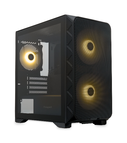 Компьютерный корпус без блока питания HSPD M321, Mesh Mini-tower, черный, slide TG, 0.45 SPCC, 2x140мм ARGb+1x120мм ARGb mATX, mITX 160/340/184мм 2x2.5', 2x3.5', 4xPCI 2xUSB-A 3.0, 1xUSB-A 1.0 390x200x385мм