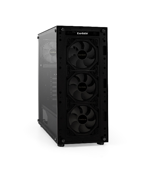Компьютерный корпус Miditower ExeGate i3 BASE (ATX, без БП, с окном, 1*USB+1*USB 3.0, аудио, 4 вент. 12см с RGb подсветкой)