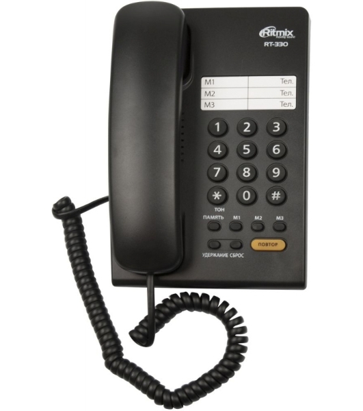 Телефон проводной Ritmix RT-330 черный
