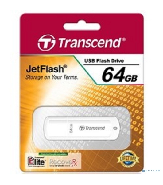 Флешка USB Transcend JetFlash 370 (TS64GJF370), 64Gb, USB 2.0, R/W 25/10, белый
