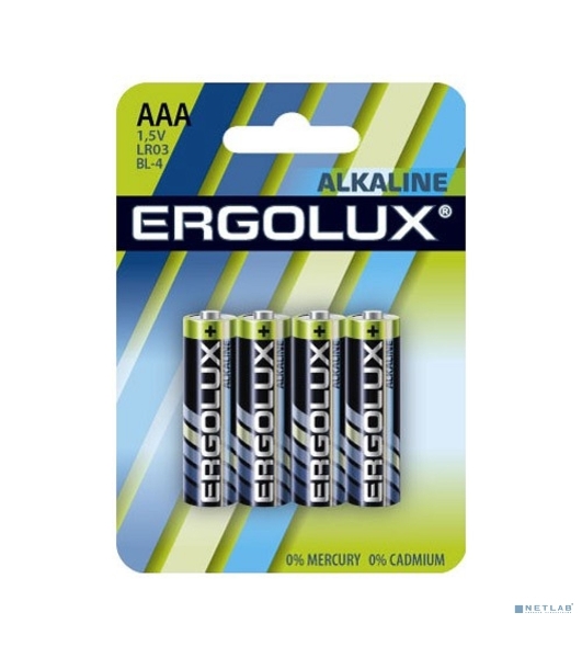 Элемент питания алкалиновый Ergolux LR03 BL-4 LR03 BL-4 1.5В Alkaline (блист.4шт)