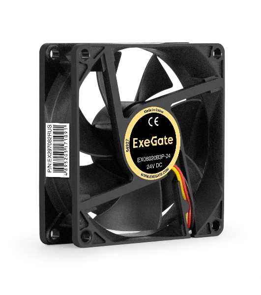 Вентилятор для корпуса ExeGate EX08020B3P-24 черный, 80 мм, 4000 об/мин, 42.3 дБ, 3 pin