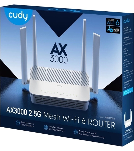 Роутер беспроводной Cudy WR3000H AX3000 100/1000/2500BASE-T