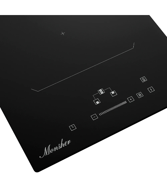 Индукционная варочная панель Monsher MHI 3011, индукция, инвертер, 30 см, 9 уровней мощности, бустер, Stop and Go, автоматическое отключение, таймер, индикатор остаточного тепла, сенсорное/слайдерное управление, черный