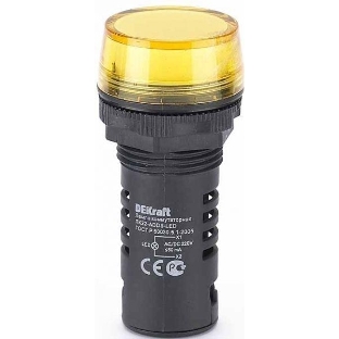 Лампа коммутационный ADDS 22 мм LED жел. 220В AC/DC ЛK-22 DEKraft Лампа комм. ADDS 22 мм LED жел. 220В AC/DC ЛK-22 DEKraft